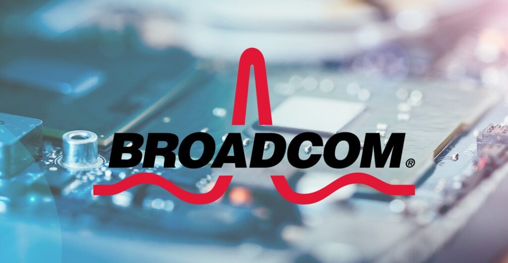 Broadcom logo on the chip background