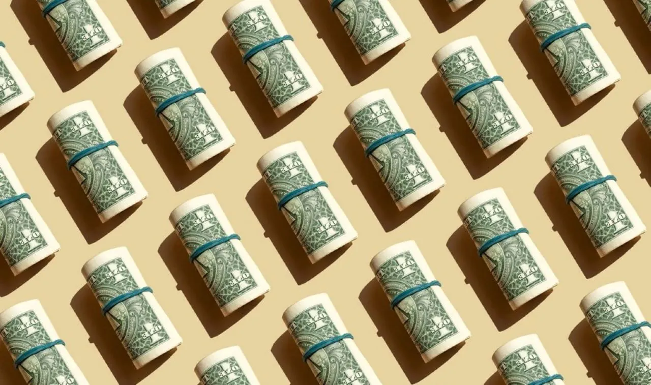 a large number of folded bills